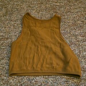 Women's Tan Ribbed Crop Top